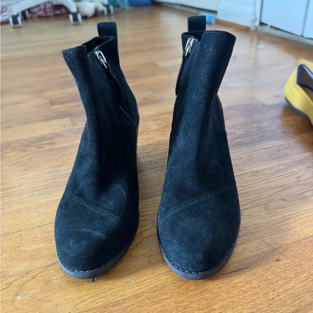 Toms Black Suede Ankle Booties